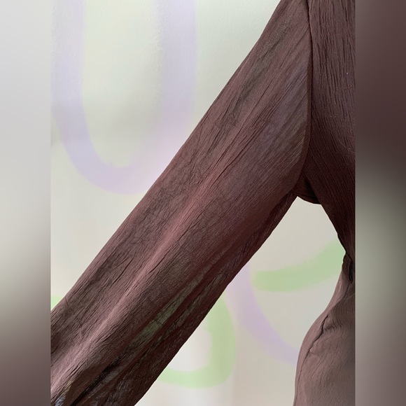 Vintage 90s Chocolate Brown Midi Dress - Picture 4 of 6